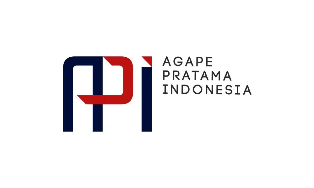Portofolio Desain Logo Perusahaan PT Agape Pratama Indonesia Palembang dengan monogram huruf A dan i biru tua serta huruf P merah terintegrasi.