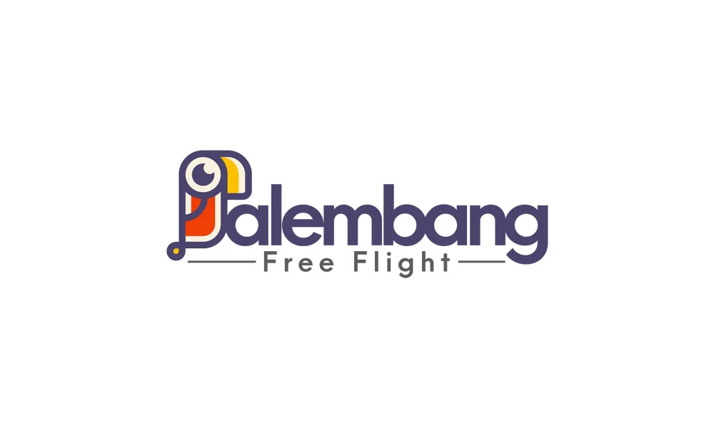Desain logo profesional untuk Komunitas Palembang Free Flight dengan simbol burung dan tipografi modern