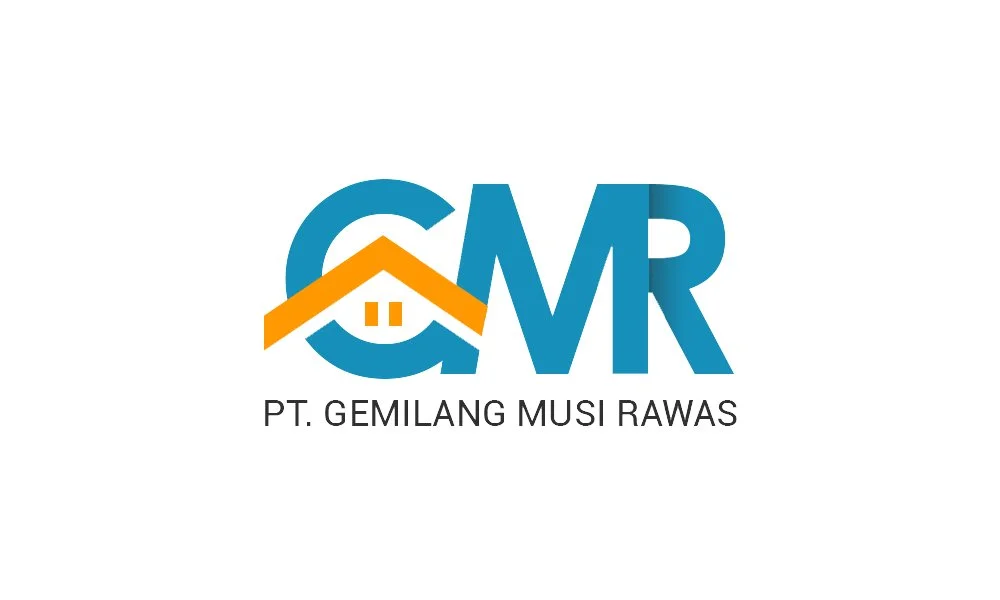 Desain logo profesional untuk PT Gemilang Musi Rawas dengan elemen simbol rumah dan tipografi modern