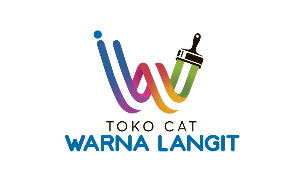 Desain logo profesional untuk Toko Cat Warna Langit Banda Aceh dengan visual kuas cat dan gradasi warna