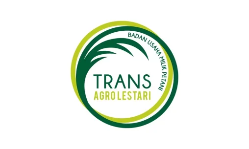 Portofolio Desain Logo BUMP Trans Agro Lestari Riau dengan lingkaran sirkular hijau ganda dan siluet daun kelapa sawit yang dinamis.