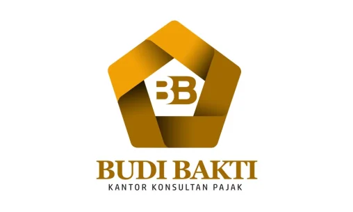 Portofolio Desain Logo Budi Bakti Kantor Konsultan Pajak dengan lambang pentagon pita emas kontinu melingkari monogram BB.