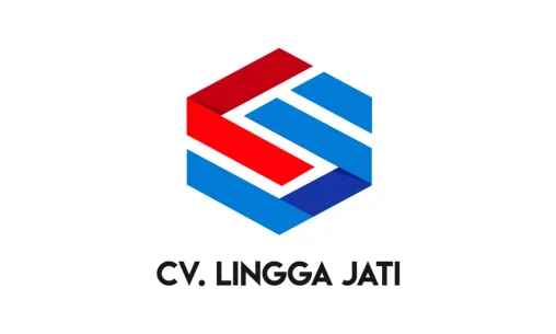 Portofolio Desain Logo CV Lingga Jati Palembang dengan inisial huruf L dan J berbentuk heksagon yang modern.