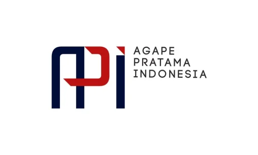 Portofolio Desain Logo Perusahaan PT Agape Pratama Indonesia Palembang dengan monogram huruf A dan i biru tua serta huruf P merah terintegrasi.