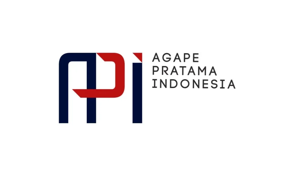 Portofolio Desain Logo Perusahaan PT Agape Pratama Indonesia Palembang dengan monogram huruf A dan i biru tua serta huruf P merah terintegrasi.