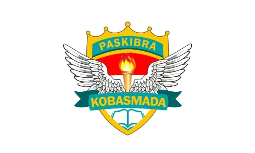 Desain logo Paskibra KOBASMADA SMA Dharma Bhakti Palembang dengan simbol obor dan sayap