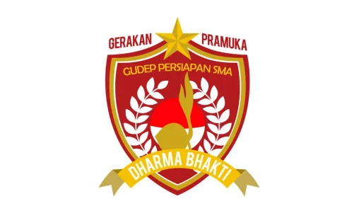 Desain logo Pramuka Gudep Persiapan SMA Dharma Bhakti Palembang dengan simbol tunas kelapa dan perisai