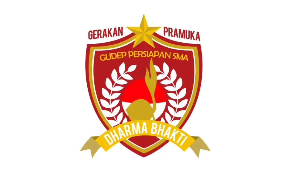 Desain logo Pramuka Gudep Persiapan SMA Dharma Bhakti Palembang dengan simbol tunas kelapa dan perisai