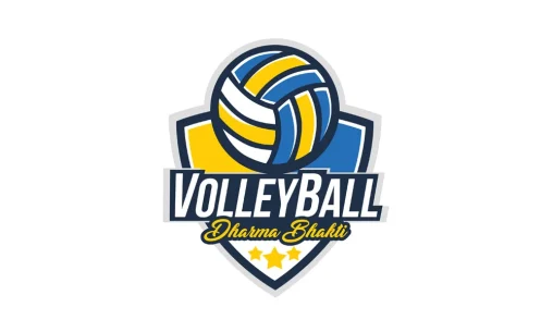 Desain logo profesional untuk Ekskul Voli SMA Dharma Bhakti Palembang dengan elemen bola voli dan perisai