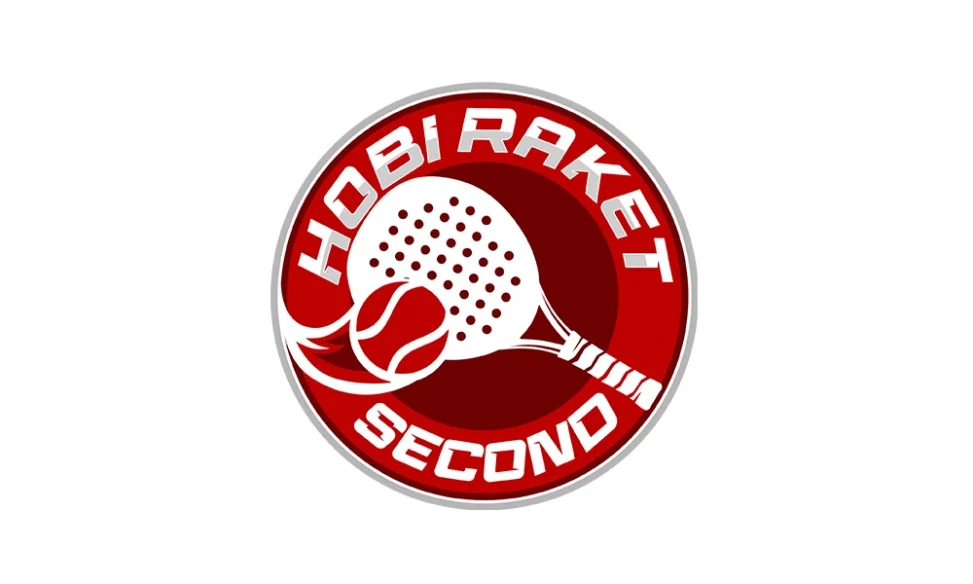 Desain logo profesional untuk Hobi Raket Padel Second Jakarta dengan elemen raket dan bola