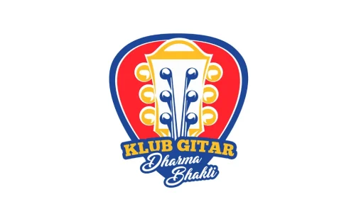 Desain logo Klub Gitar SMA Dharma Bhakti Palembang dengan bentuk pick gitar dan headstock gitar