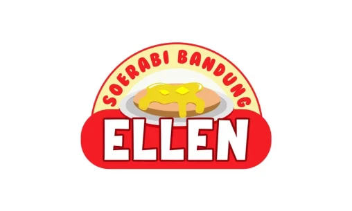 Desain logo untuk Soerabi Bandung Ellen dengan ilustrasi produk soerabi yang menggugah selera