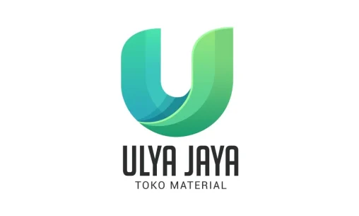 Desain logo profesional untuk Toko Material Ulya Jaya di Banda Aceh dengan ikon huruf 'U' modern dan minimalis
