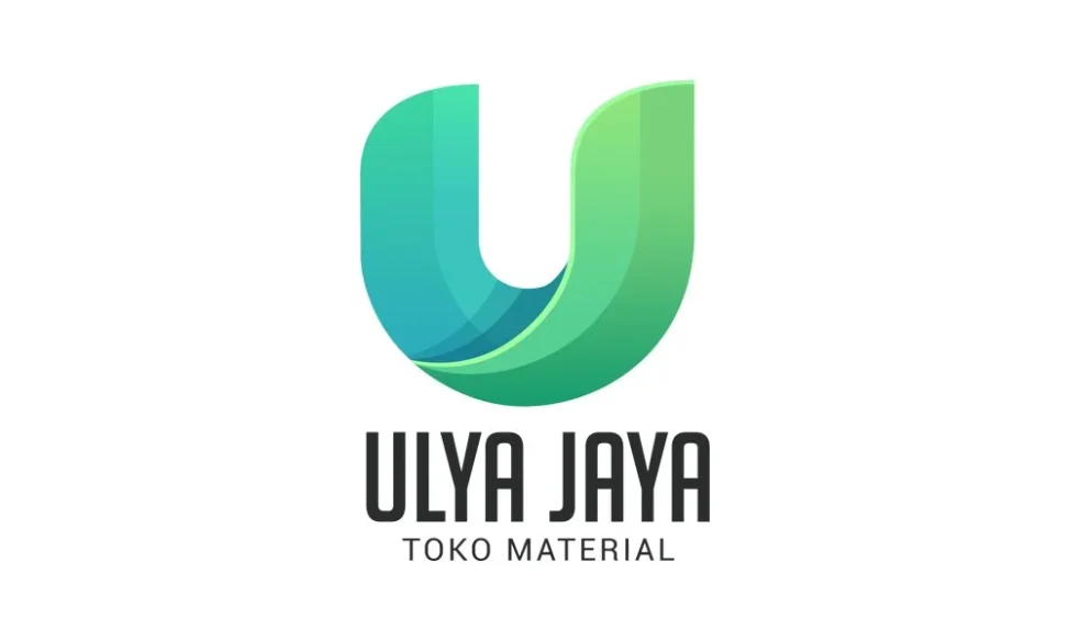 Desain logo profesional untuk Toko Material Ulya Jaya di Banda Aceh dengan ikon huruf 'U' modern dan minimalis
