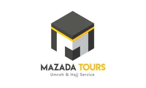 Desain logo profesional untuk Mazada Tours Palembang dengan integrasi simbol Kabah dan huruf M