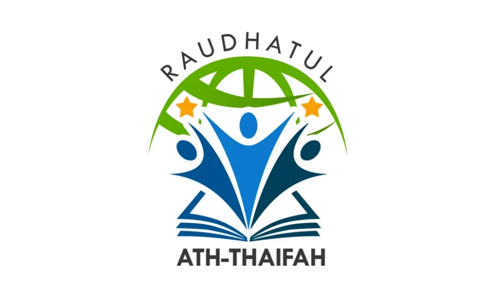 Desain logo profesional untuk Yayasan Raudhatul Ath-Thaifah Palembang dengan simbol pendidikan